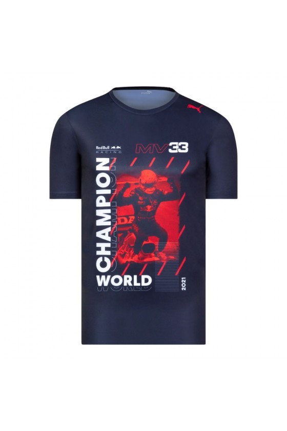 T-shirt blu Red Bull Racing Max Verstappen F1 Champion 2021