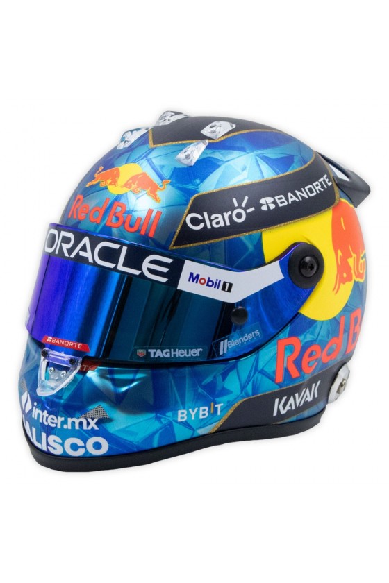 Mini Capacete 1:2 Sergio Pérez 'Red Bull 2023' GP de Mônaco