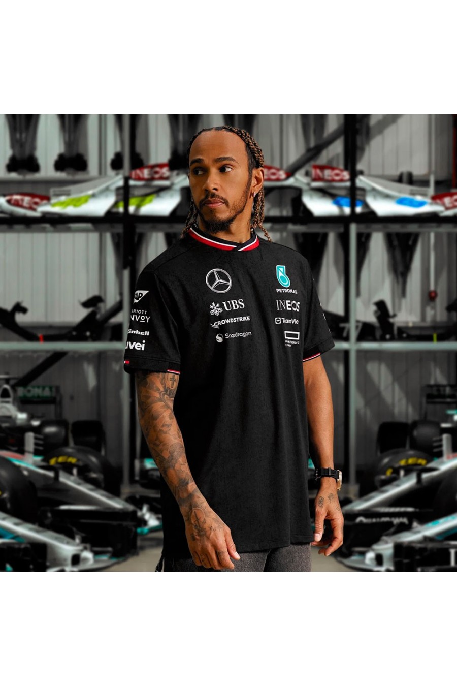 Mercedes F1 Schwarzes T-Shirt