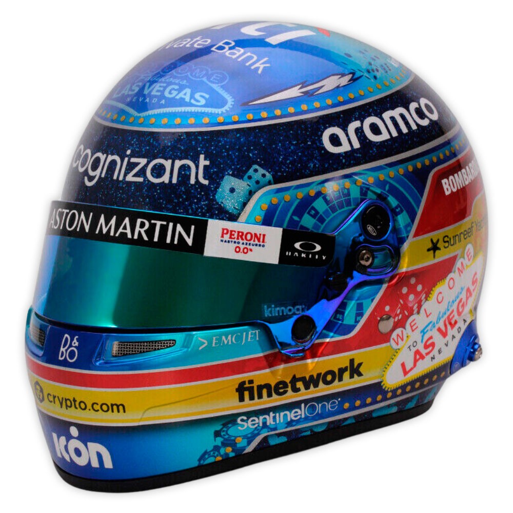 Mini Capacete 1:2 Fernando Alonso ' Aston Martin 2023' GP Las Vegas