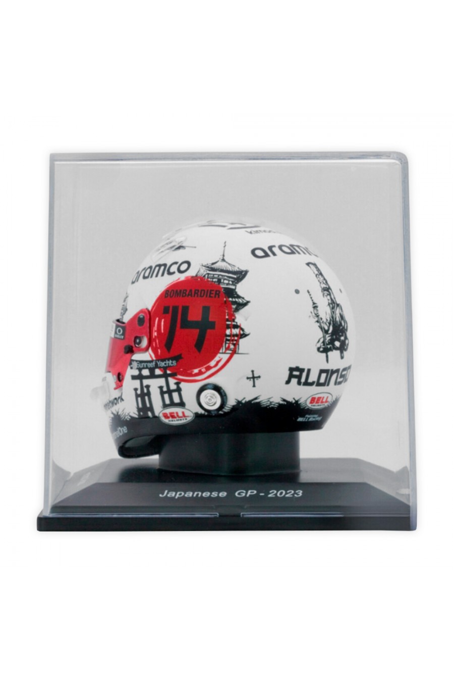 Mini Capacete 1:5 Fernando Alonso 'Aston Martin 2023' GP Japão