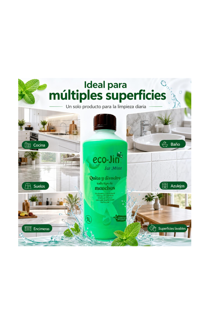 Eco Jin Ice Mint 1L Detergente Ecológico Concentrado